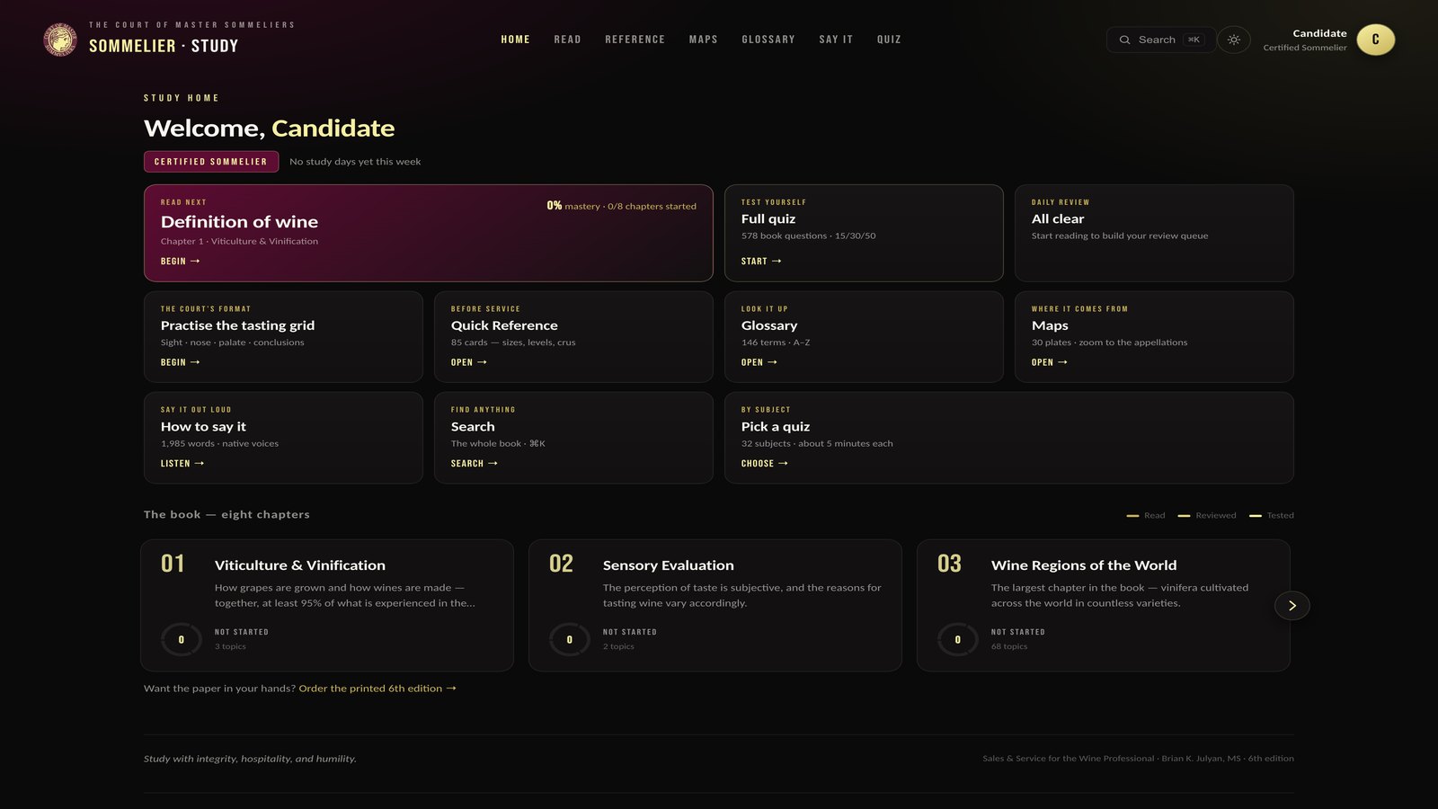 Sommelier · Study — the Court's online study portal